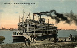 Steamer G. W. Hill on Mississippi River Postcard