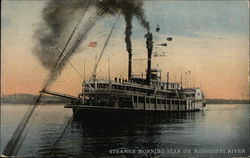 Steamer Morning Star on Mississippi River Postcard