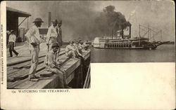 Watching the Steamboat Steamers Postcard Postcard Postcard