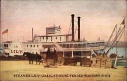 Steamer Lily - US Lighthouse Tender Mississippi River Riverboats Postcard Postcard Postcard