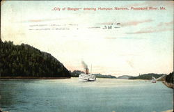 "City of Bangor" Entering Hampton Narrows Penobscot River, ME Postcard Postcard Postcard