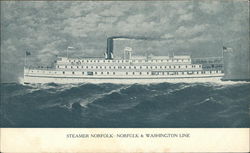 Steamer Norfolk-Norfolk and Washington Line Postcard