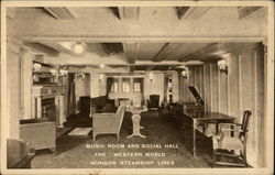 Music Room and Social Hall, the "Western World", Munson Steamship Lines Interiors Postcard Postcard Postcard