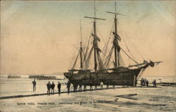 River Tees, Frozen Over Boats, Ships Postcard Postcard Postcard