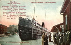 Pere Marquette Line Steamers Manistee, MI Postcard Postcard Postcard