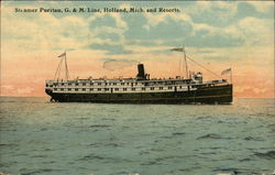 Steamer Puritan, G&M Line, Holland, Mich. and Resorts Steamers Postcard Postcard Postcard