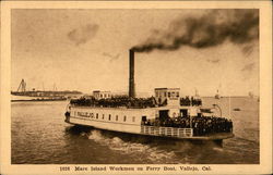 Mare Island Workmen on Ferry Boat, Vallejo Postcard