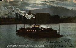 Moonlight on the Williamette River Portland, OR Postcard Postcard Postcard