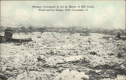 Steamer Greenland in Ice at Mouth of Mill Creek Cincinnati, OH Postcard Postcard Postcard