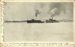 Tugs Dornbos and Gunderson Bucking Ice Jam in Grand River Riverboats Postcard Postcard Postcard