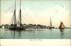 Boats in Hull Harbor Postcard