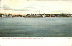 New York Steamer Docks Long Wharf Newport, RI Postcard Postcard Postcard