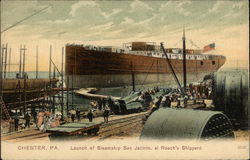 Launch of Steamship San Jacinto at Roach's Shipyard Chester, PA Postcard Postcard Postcard