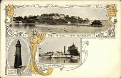 View of Hull from Pemberton & Steamer Gov. Andrew Steamers Postcard Postcard Postcard