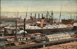 Moyan Bros. Shipyard, Battleship Nebraska Background Seattle, WA Postcard Postcard Postcard