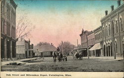 Oak Street and Milwalukee Depot Postcard