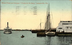 Water Front and Steamer "Frederick De Bary" Postcard