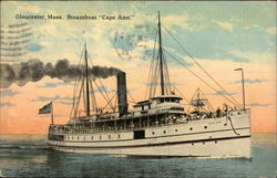 Steamboat "Cape Ann" on the Water Gloucester, MA Postcard Postcard Postcard