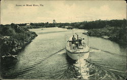 Scene on Miami River - Boat: Truant Postcard