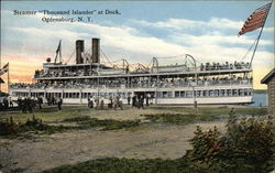 Steamer "Thousand Islander at Dock" Ogdensburg, NY Postcard Postcard Postcard