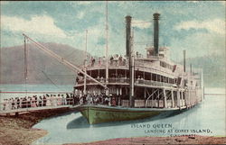 Island Queen landing at Coney Island Postcard