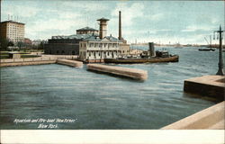 Aquarium and Fireboat "New Yorker" Postcard