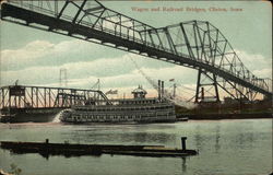 Wagon and Railroad Bridges Clinton, IA Postcard Postcard Postcard