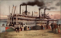 Steamer "J.S.", Steamer, "W.W." and Barge Boats, Ships Postcard Postcard Postcard