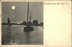 Moonlight Scene on the Water West Creek, NJ Postcard Postcard Postcard