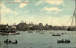 Water View of Cramp's Shipyard Postcard