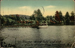 Steamer "Willow Dale" and view of Lake at Lake View Lowell, MA Postcard Postcard Postcard