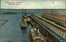 Bird's Eye View of Wharf Postcard