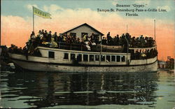 Steamer "Gypsy", Tampa-St. Petersburg-Pass a Grille Line Florida Postcard Postcard Postcard