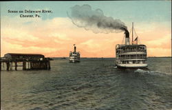 Scene on Delaware River Chester, PA Postcard Postcard Postcard