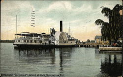 Steamboat "Columbia" landing at Dock Burlington, NJ Postcard Postcard Postcard