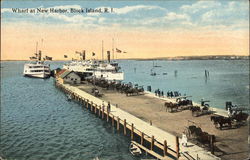 Wharf at New Harbor Block Island, RI Postcard Postcard Postcard