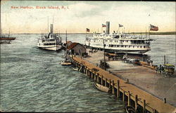 Water View of New Harbor Block Island, RI Postcard Postcard Postcard