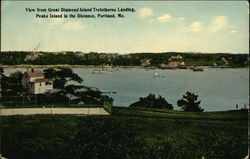 View from Great Diamond Island Trefetherns Landing, Peaks Island in the Distance Portland, ME Postcard Postcard Postcard