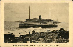 Wreck of Steamer "Bay State" on High Head Postcard