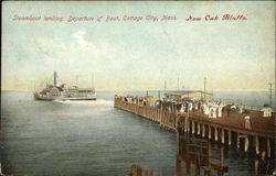 Steamboat Landing, Departure of Boat Oak Bluffs, MA Postcard Postcard Postcard