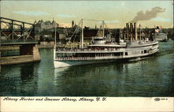 Albany Harbor and Steamer Albany New York Postcard Postcard Postcard