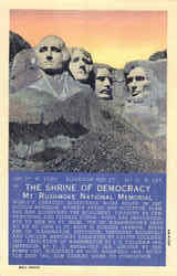 The Shrine Of Democracy Mt. Rushmore National Memorial Black Hills, SD Postcard Postcard