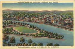 Wheeling Island And Ohio River, Oglelbay Park Postcard