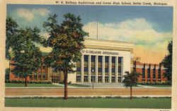 W. K. Kellogg Auditorium And Junior High School Postcard