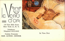 Le Veau d'Or New York, NY Postcard Postcard Postcard