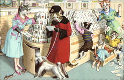 Cats Dressed in Dresses, Shopping Postcard