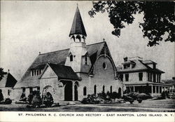 St Philomena RC Church and Rectory on Long Island Postcard