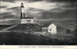 Light House at Night - Montauk Point Postcard