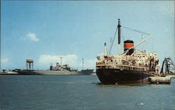 Tanker and Steamer on the Water Postcard