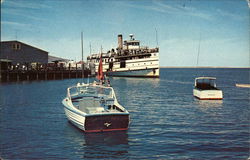 Steamer Nantucket at the Wharf - On the Island of the Sea Massachusetts Postcard Postcard Postcard